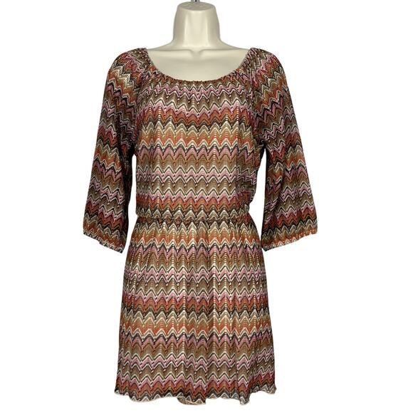 Vintage 90's Heart Soul Dress Elastic Waist Mid Mod Scoop Neck Casual - L - Picture 1 of 7